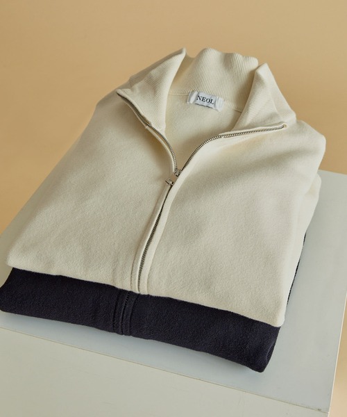 NEOL(ネオル)の「【NEOL】Milan Rib Driver's Knit/ミラノリブドライバーズニット/ジップニット(ニット/セーター・メンズ・ブラック/オフホワイト・M/L/XL)」の9枚目の写真