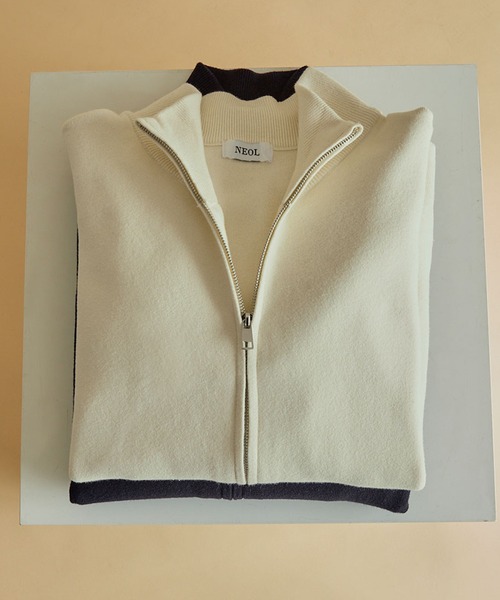 NEOL(ネオル)の「【NEOL】Milan Rib Driver's Knit/ミラノリブドライバーズニット/ジップニット(ニット/セーター・メンズ・ブラック/オフホワイト・M/L/XL)」の11枚目の写真