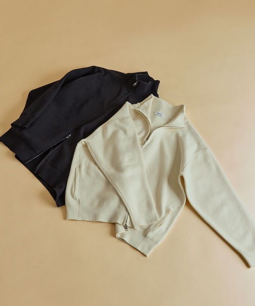 NEOL(ネオル)の「【NEOL】Milan Rib Driver's Knit/ミラノリブドライバーズニット/ジップニット(ニット/セーター・メンズ・ブラック/オフホワイト・M/L/XL)」の12枚目の写真