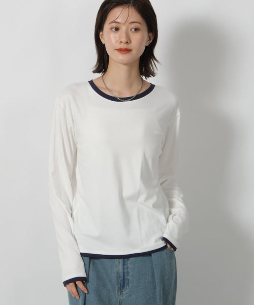 LAKOLE（ラコレ）の「2WAYヘンリーネック長袖 / 602544（Tシャツ/カットソー・レディース・グレー/アイボリー/ライトブルー・FREE）」の2枚目の写真