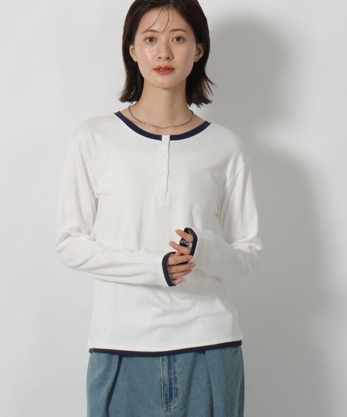 LAKOLE（ラコレ）の「2WAYヘンリーネック長袖 / 602544（Tシャツ/カットソー・レディース・グレー/アイボリー/ライトブルー・FREE）」の19枚目の写真