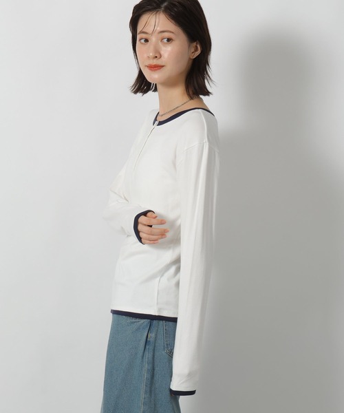 LAKOLE（ラコレ）の「2WAYヘンリーネック長袖 / 602544（Tシャツ/カットソー・レディース・グレー/アイボリー/ライトブルー・FREE）」の20枚目の写真