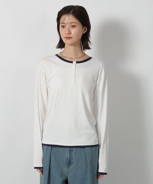 LAKOLE（ラコレ）の「2WAYヘンリーネック長袖 / 602544（Tシャツ/カットソー・レディース・グレー/アイボリー/ライトブルー・FREE）」の5枚目の写真