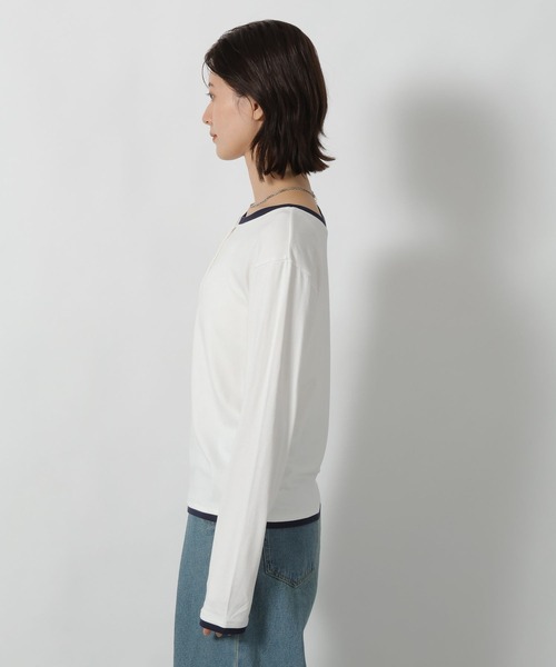 LAKOLE（ラコレ）の「2WAYヘンリーネック長袖 / 602544（Tシャツ/カットソー・レディース・グレー/アイボリー/ライトブルー・FREE）」の6枚目の写真