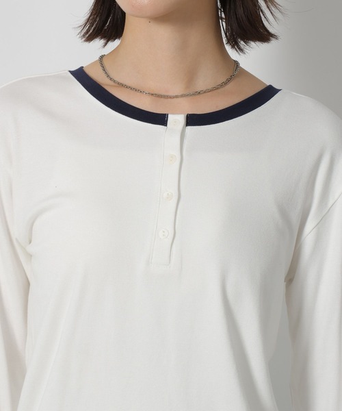 LAKOLE（ラコレ）の「2WAYヘンリーネック長袖 / 602544（Tシャツ/カットソー・レディース・グレー/アイボリー/ライトブルー・FREE）」の9枚目の写真