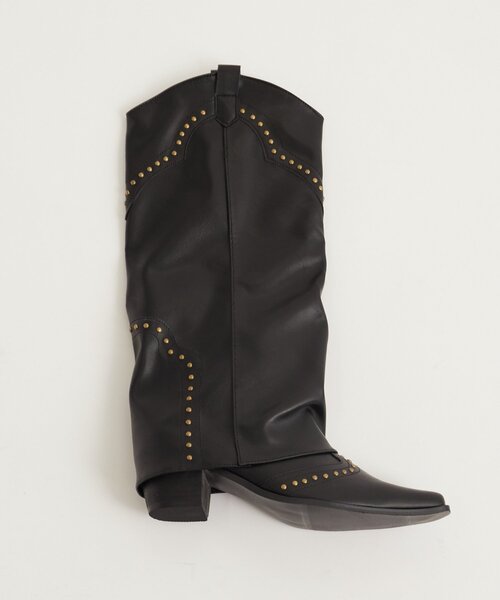 WHO'S WHO gallery（フーズフーギャラリー）の「スタッズロングブーツ（ブーツ・レディース・ブラウン/ブラック・39inch/38inch）」の3枚目の写真