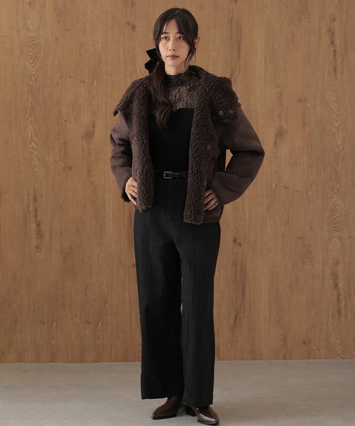 SUWDEE(スーディー)の「mouton boa reversible hooded coat(ムートンコート・レディース・グレー/ベージュ/モカ/ダークブラウン・FREE)」の15枚目の写真