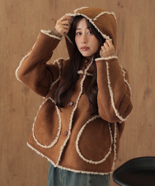 セール】mouton boa reversible hooded coat（ムートンコート