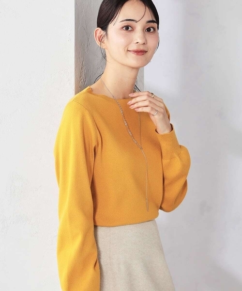 a.v.v（アーヴェヴェ）の「【洗える】ボートネック美ラクるパフスリーブニット（ニット/セーター・レディース・グレー/レッド/マスタード/パープル/ブラック/アイボリー/グレー系その他/ブルー・36/42/40/38/34）」の7枚目の写真