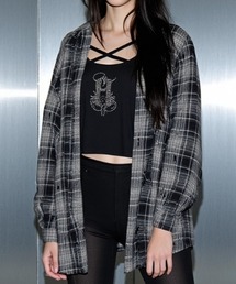 A'GEM/9 × .kom 『.KOM/ドットケーオーエム』 Y2K Distressed Check Shirt/Y2K ダメージ加工 チェックシャツ