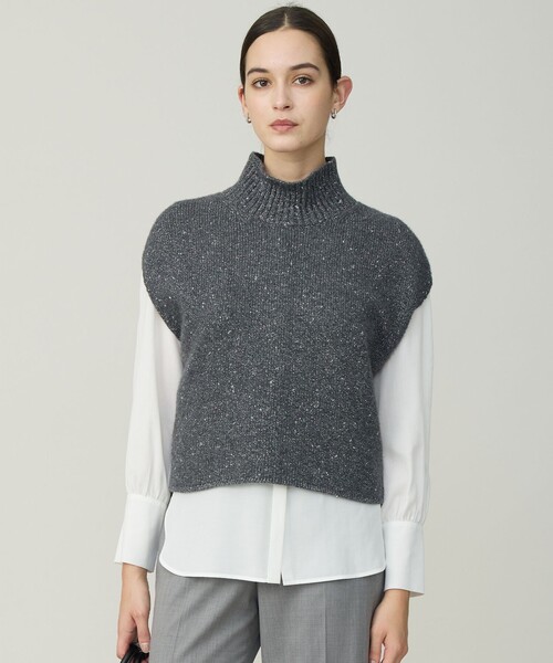 カシミヤブレンドルレックス ハイネックニットベスト