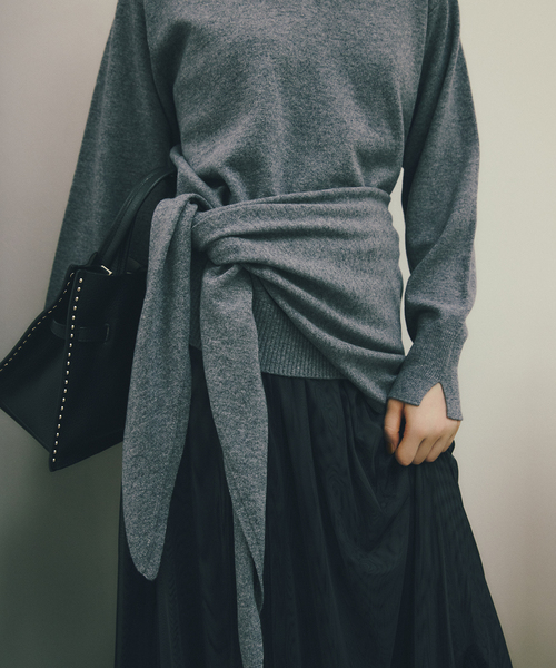 美品・TENTAL ソフトニット・ダークグレー・L-XL BAKUNE ソフトニット / 上下セット（長袖クルーネックシャツ・ロング