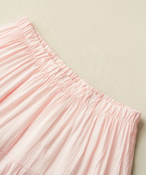 maison de LATIR(メゾンドラティール)の「夏は軽やかに揺れるのが可愛い。夏服 オフィスカジュアル にも映えるボリューム切り替えエアリーAラインティアードロングスカート(スカート・レディース・ホワイト/ブラック/ピンク・FREE)」の20枚目の写真