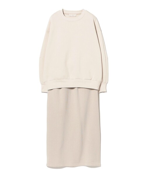 B:MING by BEAMS（ビーミングバイビームス）の「裏起毛カットソー×スカート セット（ワンピース・レディース・ライトグレー/ブラック/ナチュラル・ONE SIZE）」の4枚目の写真