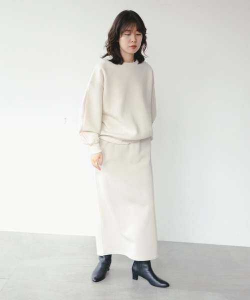 セール】裏起毛カットソー×スカート セット (洗濯可)（ワンピース）｜B