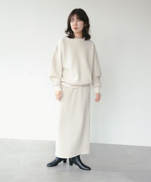 セール】裏起毛カットソー×スカート セット (洗濯可)（ワンピース）｜B