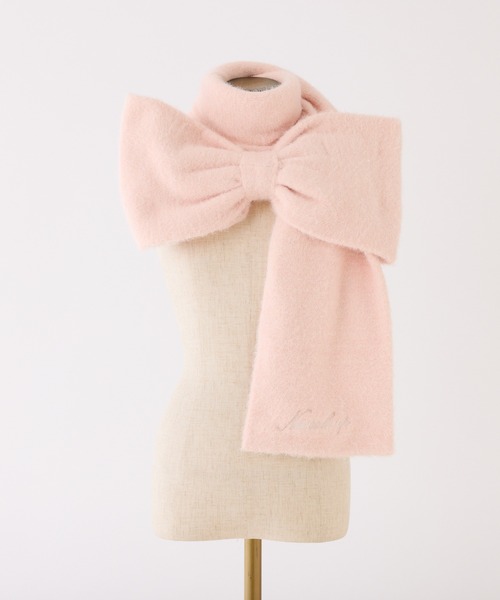 one after another NICE CLAUP（ワンアフターアナザーナイスクラップ）の「ロゴ入りリボンマフラー（マフラー・レディース・アイボリー/ブラック/ピンク/サックスブルー・FREE）」の4枚目の写真