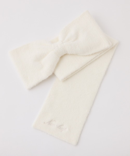 one after another NICE CLAUP（ワンアフターアナザーナイスクラップ）の「ロゴ入りリボンマフラー（マフラー・レディース・アイボリー/ブラック/ピンク/サックスブルー・FREE）」の11枚目の写真