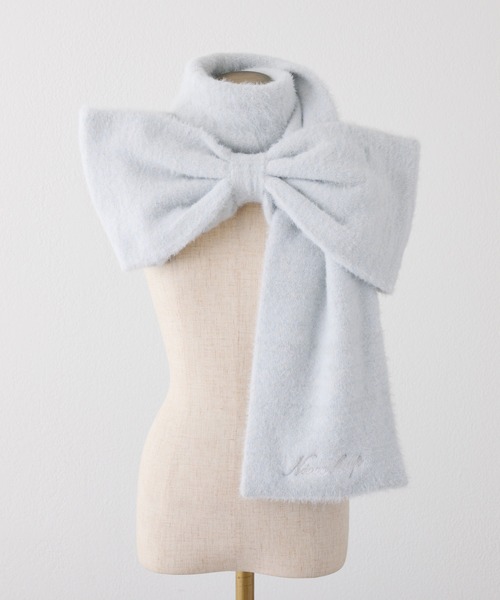 one after another NICE CLAUP（ワンアフターアナザーナイスクラップ）の「ロゴ入りリボンマフラー（マフラー・レディース・アイボリー/ブラック/ピンク/サックスブルー・FREE）」の18枚目の写真