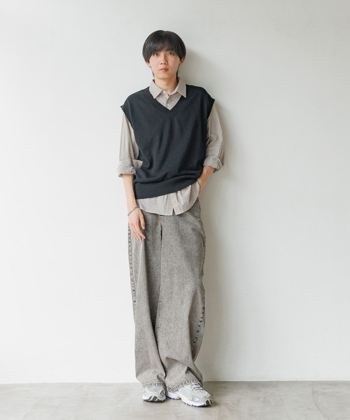 GLOBAL WORK(グローバルワーク)の「2SETシャツ*ベスト/AND YUA ANY/593390(シャツ/ブラウス・キッズ・ブラウン/グレイッシュブルー・MEDIUM/LARGE)」の4枚目の写真