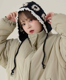 kutir（クティール）の「kutirlune／クロシェ風バブーシュカ　ニット帽（ニットキャップ/ビーニー）」