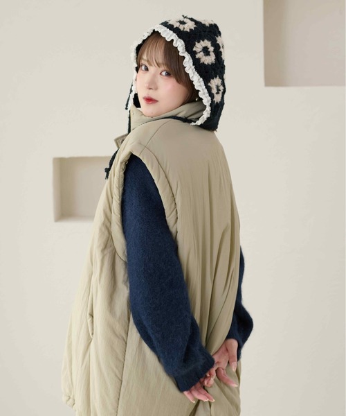 kutirlune／クロシェ風バブーシュカ ニット帽（ニットキャップ