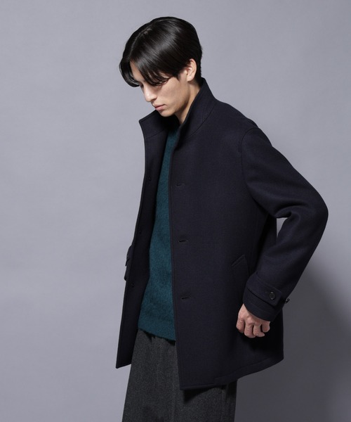 セール】ウール/Nメルトンスタンドカラーコート（ステンカラーコート