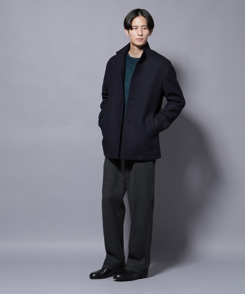 セール】ウール/Nメルトンスタンドカラーコート（ステンカラーコート