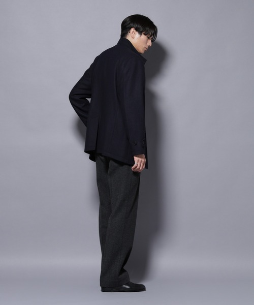 NANO universe（ナノユニバース）の「ウール/Nメルトンスタンドカラーコート（ステンカラーコート・メンズ・トップグレー/ネイビー/ブラック・L/M/S/XL）」の7枚目の写真