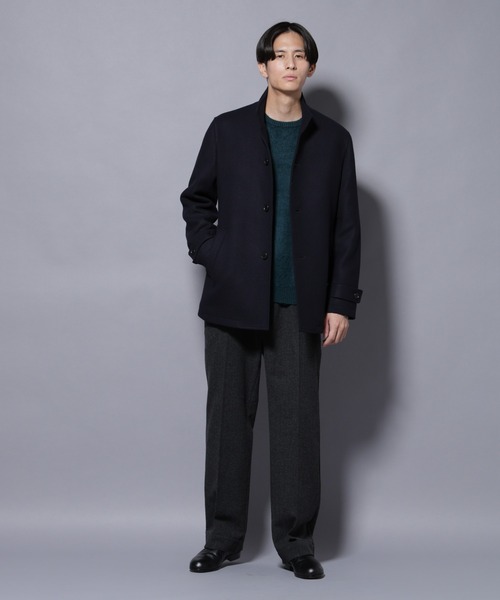NANO universe（ナノユニバース）の「ウール/Nメルトンスタンドカラーコート（ステンカラーコート・メンズ・トップグレー/ネイビー/ブラック・L/M/S/XL）」の4枚目の写真