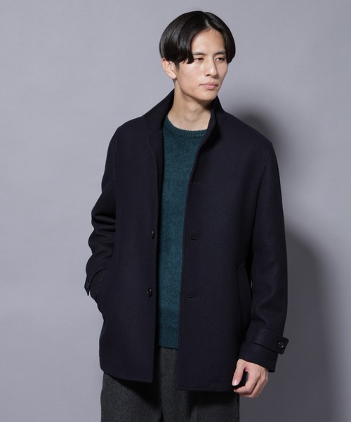 セール】ウール/Nメルトンスタンドカラーコート（ステンカラーコート