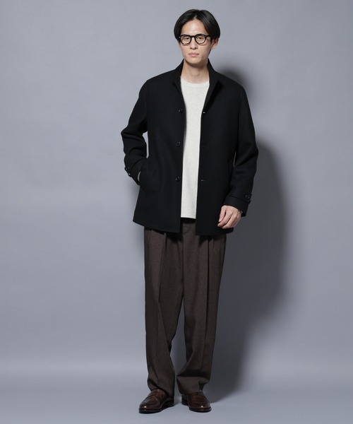 NANO universe（ナノユニバース）の「ウール/Nメルトンスタンドカラーコート（ステンカラーコート・メンズ・トップグレー/ネイビー/ブラック・L/M/S/XL）」の11枚目の写真