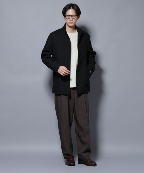 NANO universe（ナノユニバース）の「ウール/Nメルトンスタンドカラーコート（ステンカラーコート・メンズ・トップグレー/ネイビー/ブラック・L/M/S/XL）」の12枚目の写真