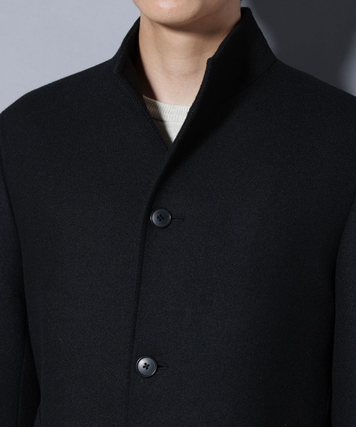 NANO universe（ナノユニバース）の「ウール/Nメルトンスタンドカラーコート（ステンカラーコート・メンズ・トップグレー/ネイビー/ブラック・L/M/S/XL）」の17枚目の写真