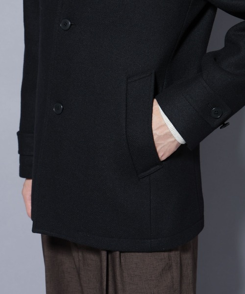 NANO universe（ナノユニバース）の「ウール/Nメルトンスタンドカラーコート（ステンカラーコート・メンズ・トップグレー/ネイビー/ブラック・L/M/S/XL）」の19枚目の写真