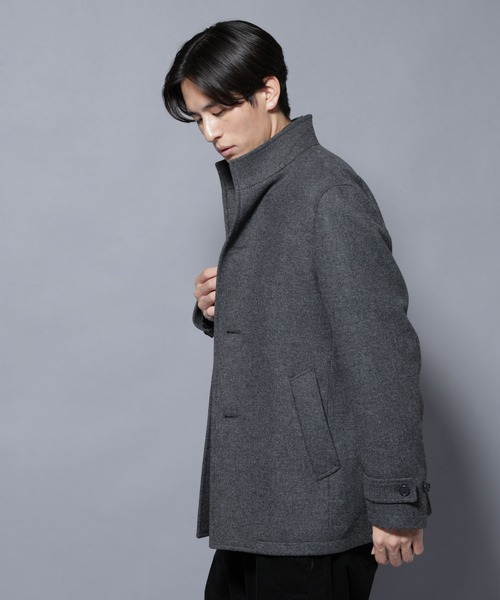 セール】ウール/Nメルトンスタンドカラーコート（ステンカラーコート