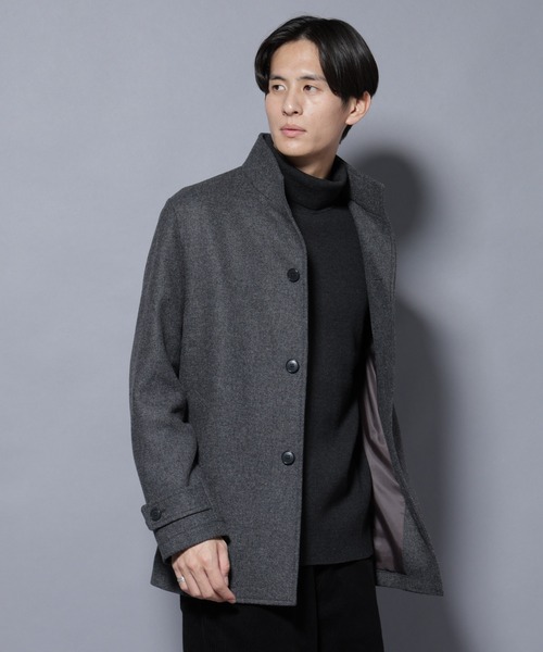 セール】ウール/Nメルトンスタンドカラーコート（ステンカラーコート