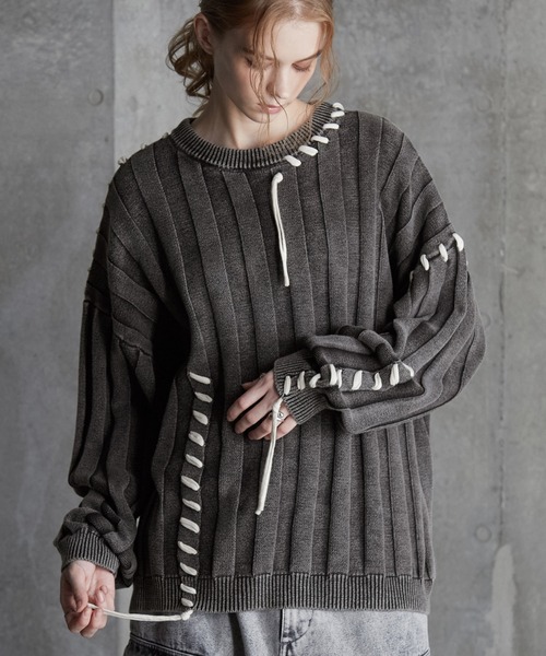 SERACE】Vintage design loose hand stitch Knit / ヴィンテージ