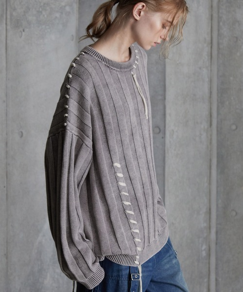SERACE(セラス)の「【SERACE】Vintage design loose hand stitch Knit / ヴィンテージデザインルーズハンドステッチニット(ニット/セーター・メンズ・ホワイト/ブルー/ブラック・S/L/M)」の6枚目の写真