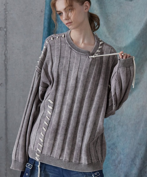 SERACE(セラス)の「【SERACE】Vintage design loose hand stitch Knit / ヴィンテージデザインルーズハンドステッチニット(ニット/セーター・メンズ・ホワイト/ブルー/ブラック・S/L/M)」の7枚目の写真