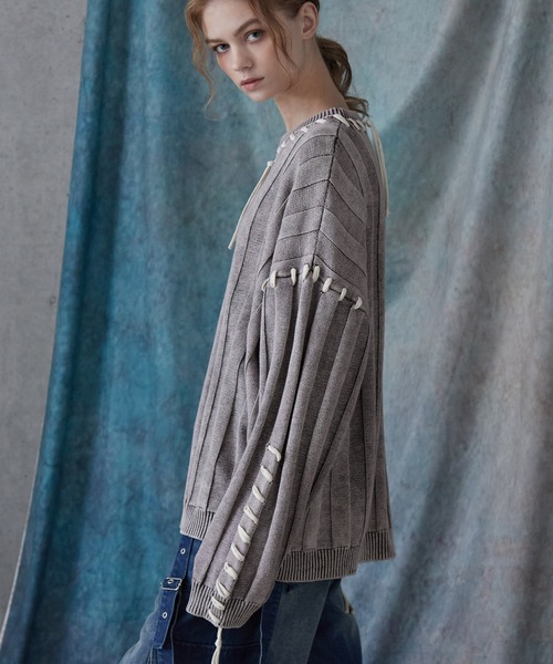 SERACE(セラス)の「【SERACE】Vintage design loose hand stitch Knit / ヴィンテージデザインルーズハンドステッチニット(ニット/セーター・メンズ・ホワイト/ブルー/ブラック・S/L/M)」の8枚目の写真