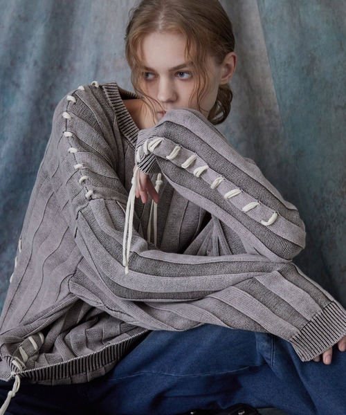 SERACE(セラス)の「【SERACE】Vintage design loose hand stitch Knit / ヴィンテージデザインルーズハンドステッチニット(ニット/セーター・メンズ・ホワイト/ブルー/ブラック・S/L/M)」の14枚目の写真
