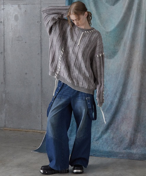 SERACE(セラス)の「【SERACE】Vintage design loose hand stitch Knit / ヴィンテージデザインルーズハンドステッチニット(ニット/セーター・メンズ・ホワイト/ブルー/ブラック・S/L/M)」の19枚目の写真