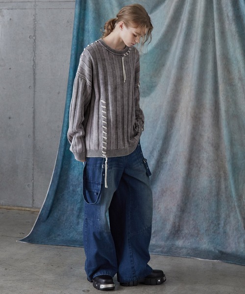 SERACE(セラス)の「【SERACE】Vintage design loose hand stitch Knit / ヴィンテージデザインルーズハンドステッチニット(ニット/セーター・メンズ・ホワイト/ブルー/ブラック・S/L/M)」の22枚目の写真