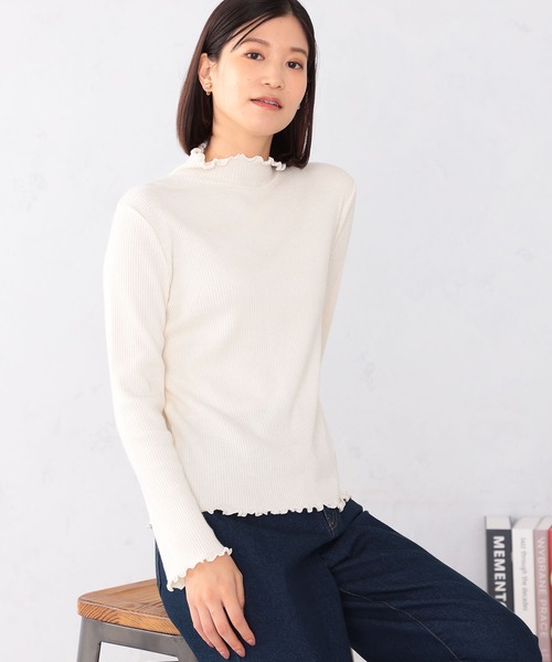 GALLORIA（ギャローリア）の「ラメテレコハイネックＴシャツ（Tシャツ/カットソー・レディース・グレー/ダークグリーン/ブラック/アイボリー・L/LL/S/M）」の4枚目の写真