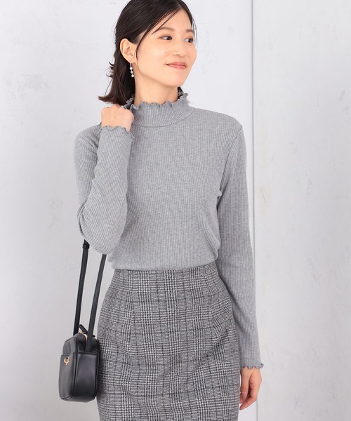 GALLORIA（ギャローリア）の「ラメテレコハイネックＴシャツ（Tシャツ/カットソー・レディース・グレー/ダークグリーン/ブラック/アイボリー・L/LL/S/M）」の3枚目の写真