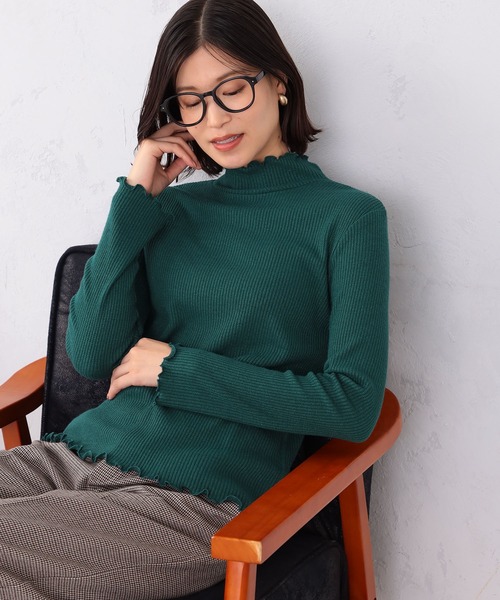 GALLORIA（ギャローリア）の「ラメテレコハイネックＴシャツ（Tシャツ/カットソー・レディース・グレー/ダークグリーン/ブラック/アイボリー・L/LL/S/M）」の2枚目の写真