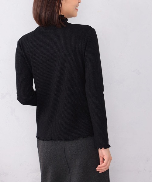 GALLORIA（ギャローリア）の「ラメテレコハイネックＴシャツ（Tシャツ/カットソー・レディース・グレー/ダークグリーン/ブラック/アイボリー・L/LL/S/M）」の6枚目の写真