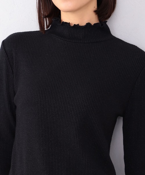 GALLORIA（ギャローリア）の「ラメテレコハイネックＴシャツ（Tシャツ/カットソー・レディース・グレー/ダークグリーン/ブラック/アイボリー・L/LL/S/M）」の7枚目の写真