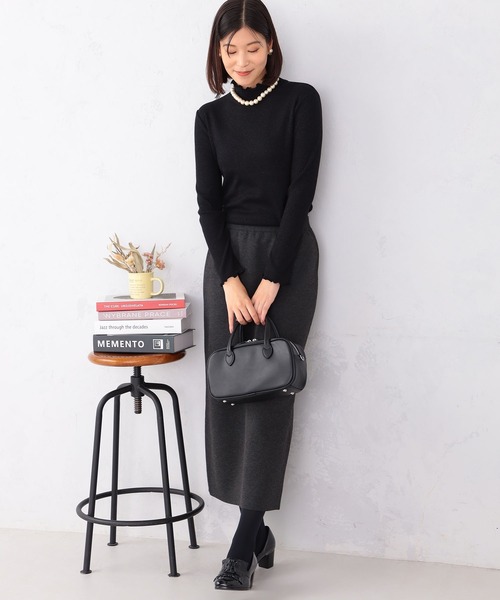 GALLORIA（ギャローリア）の「ラメテレコハイネックＴシャツ（Tシャツ/カットソー・レディース・グレー/ダークグリーン/ブラック/アイボリー・L/LL/S/M）」の8枚目の写真